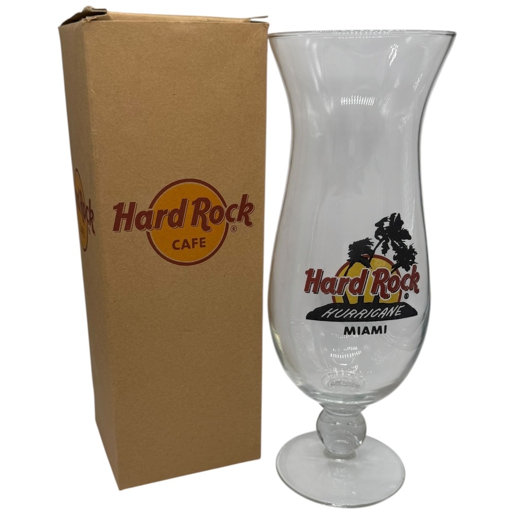 Hard Rock Cafe Miami Hurricane Glass With‎ Box Collectible Barware